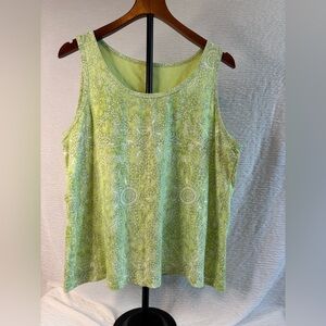 White Stag Light Green Patterned Tank Top
